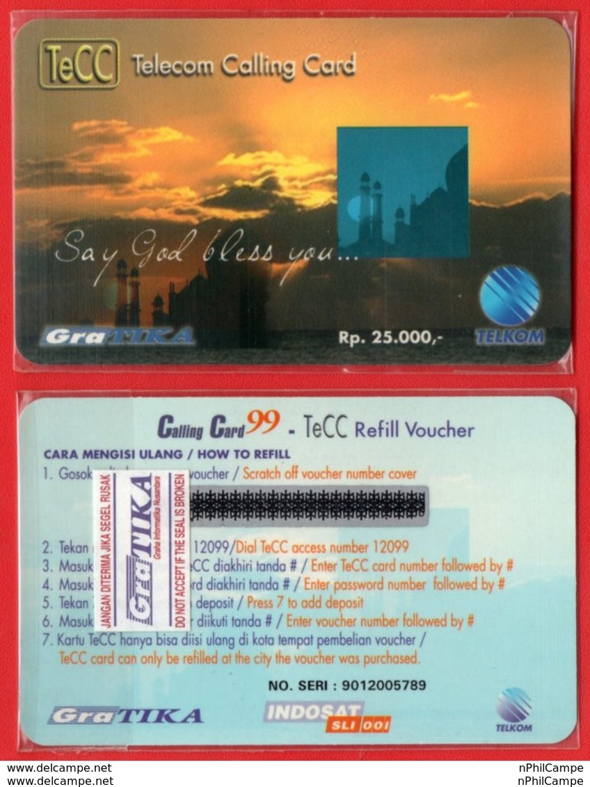 L35- Indonesia Telkom TeCC Telkom Calling Card Say Peace  Mint - Collections