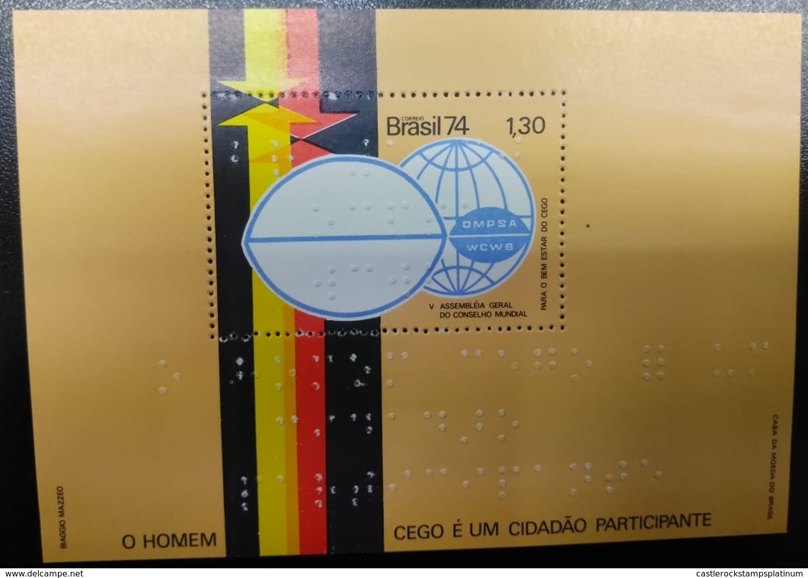 RO) 1974 BRAZIL, WORLD COUNCIL FOR THE WELFARE OF THE BLIND-INSCRIBED IN BRAILLE  -OMPSA-WCWB. MNH - Autres & Non Classés