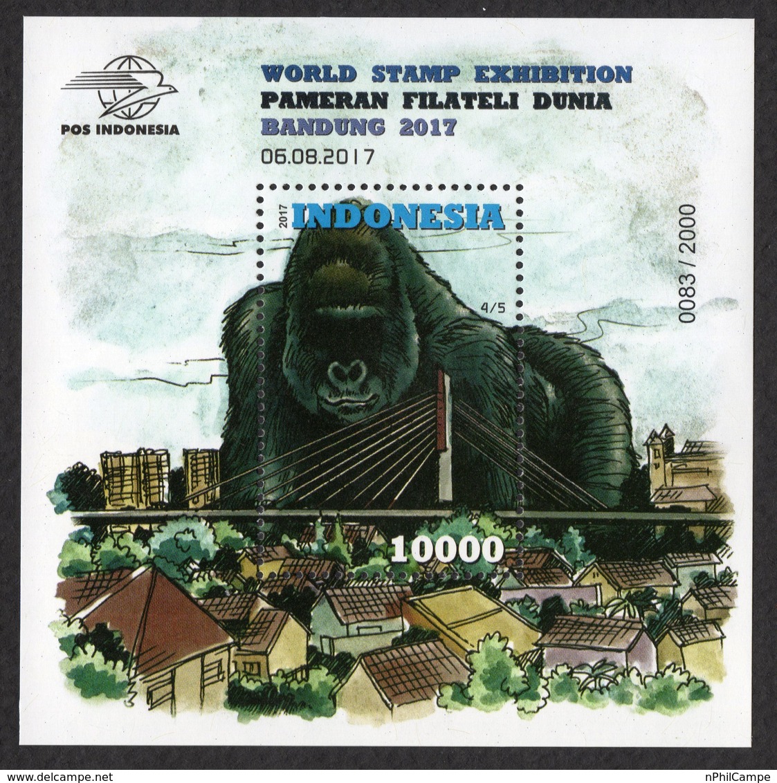 Indonesien Indonesia 2017 S/sh 4/5 ** / Mnh Gorilla Exhibition Sheet # 2.000 - Indonesien