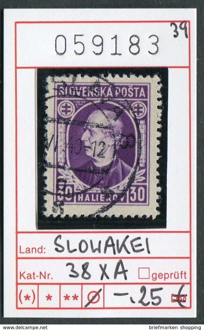 Slowakei - Slowakische Republik - Slovensko - Michel  38 XA - Oo Oblit. Used Gebruikt - - Oblitérés