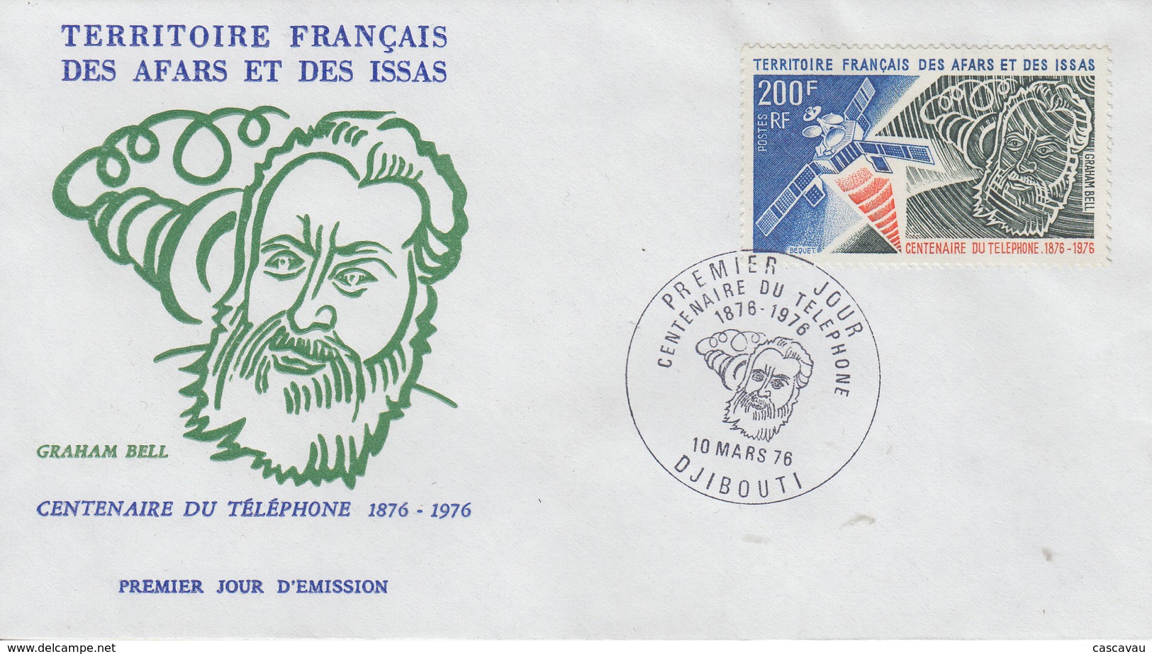 Enveloppe  FDC  1er Jour  TERRITOIRE  FRANCAIS   Des   AFARS  Et  ISSAS   Centenaire  Du  Téléphone  Graham  BELL   1976 - Otros & Sin Clasificación