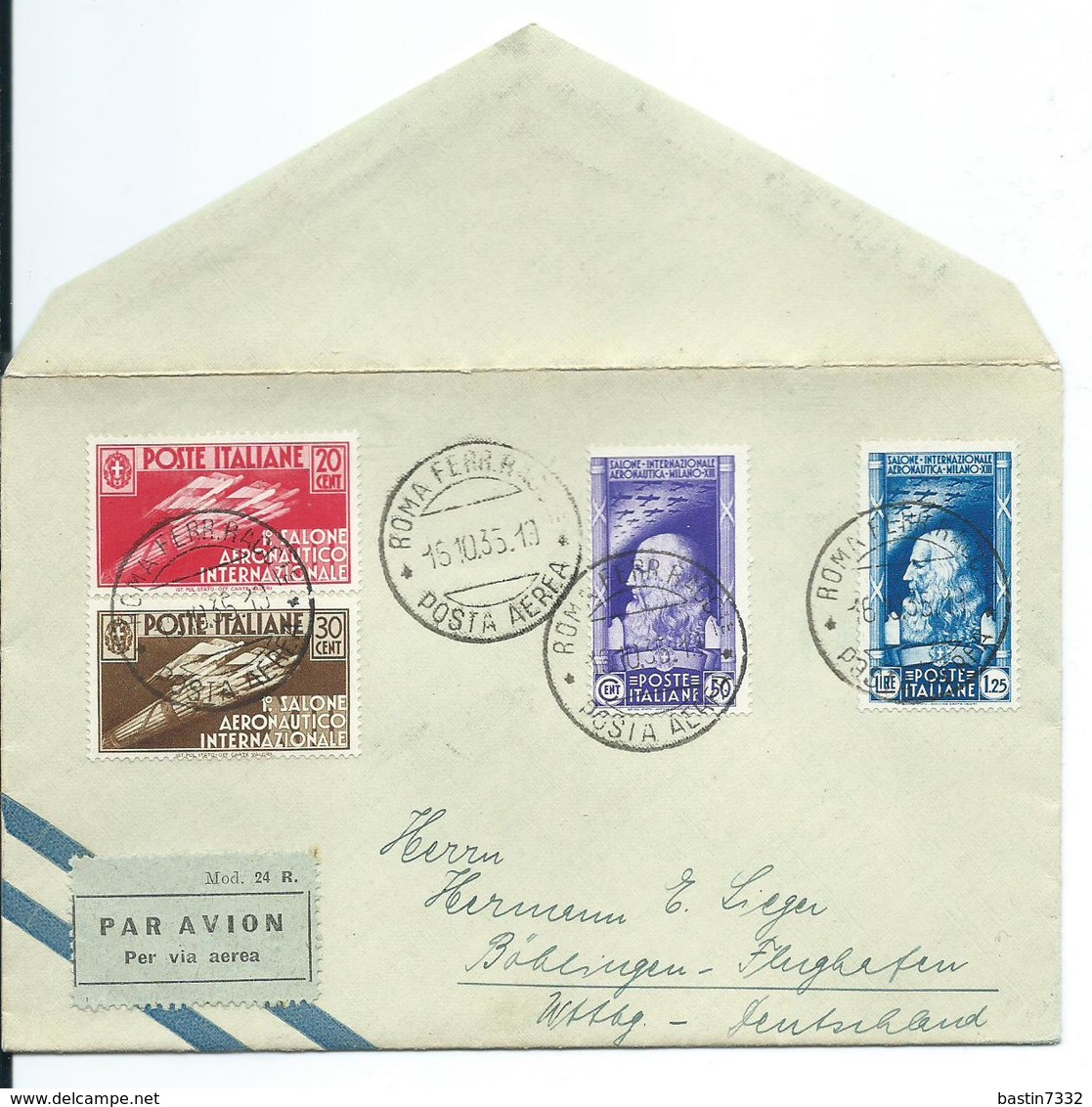 1935 Italia/Italy Letter To Germany,luchtverkeer Milaan Used/gebruikt/oblitere - Luftpost