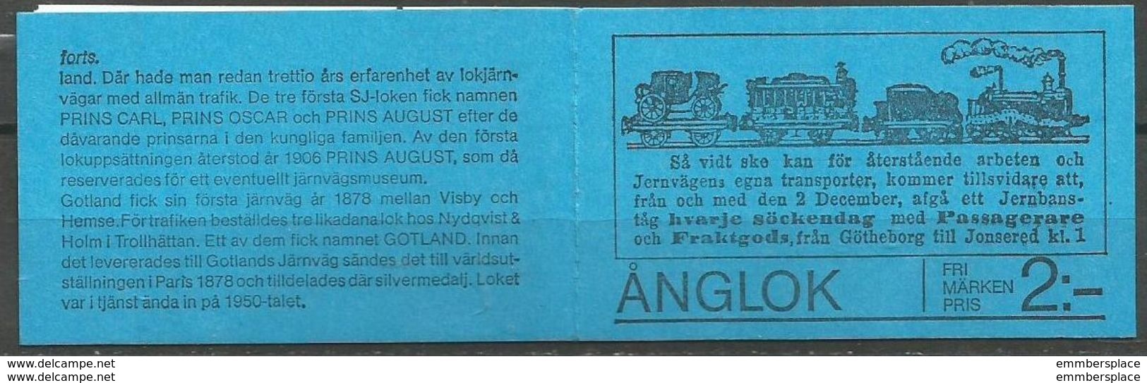Sweden - 1976 Trains Booklet (complete)  MNH **  Sc 1136a - 1951-80