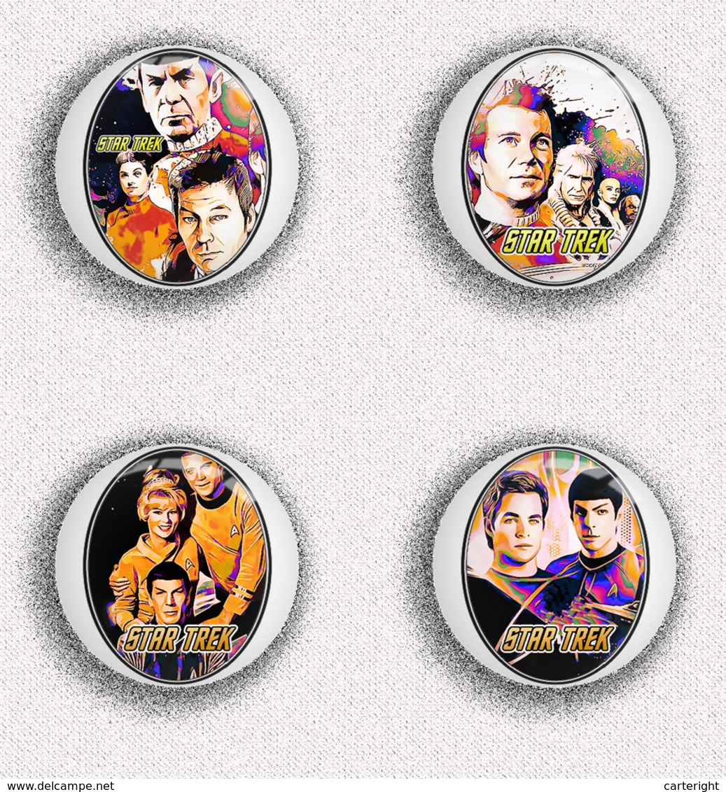 STAR TREK Space Fan ART BADGE BUTTON PIN SET 4 (1inch/25mm Diameter) 35 X - Space