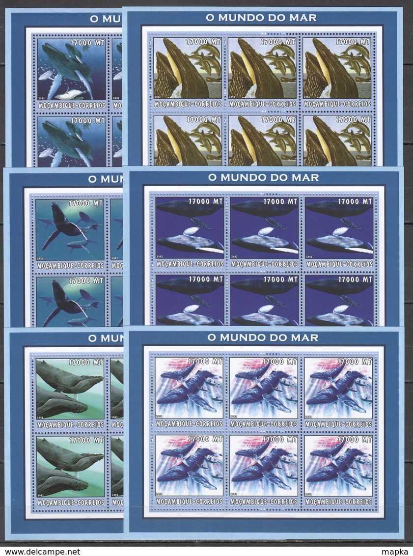 F973 2002 MOZAMBIQUE ANIMALS & FAUNA WHALES 6SET MNH - Wale