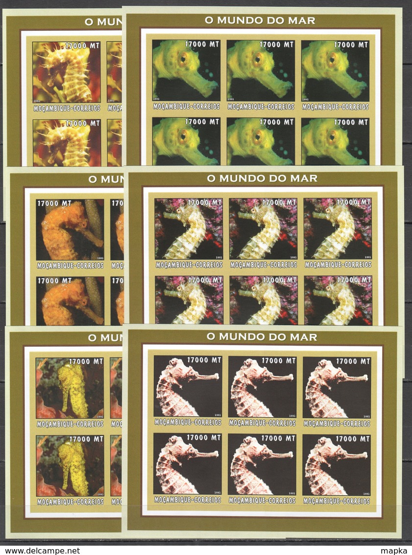 F984 IMPERF 2002 MOZAMBIQUE MARINE LIFE SEA HORSES 6SET MNH - Vie Marine