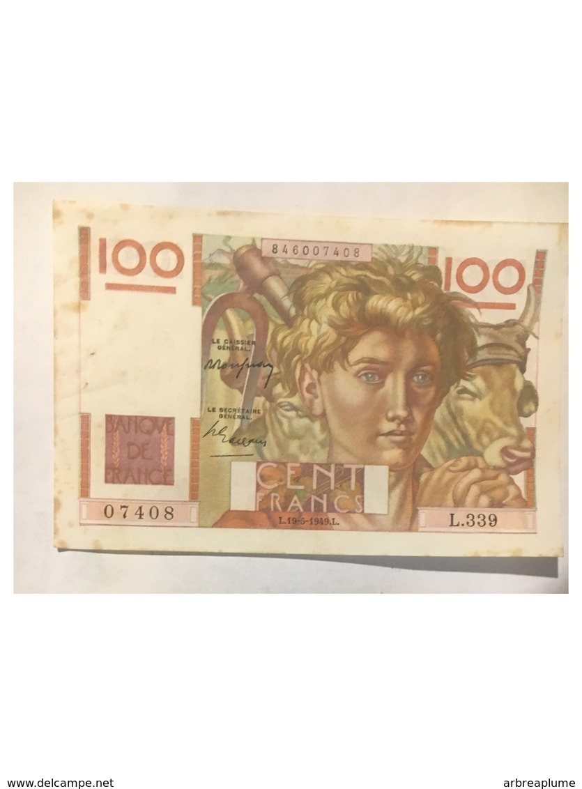100 Francs Jeune Paysan 1949 - 100 F 1945-1954 ''Jeune Paysan''
