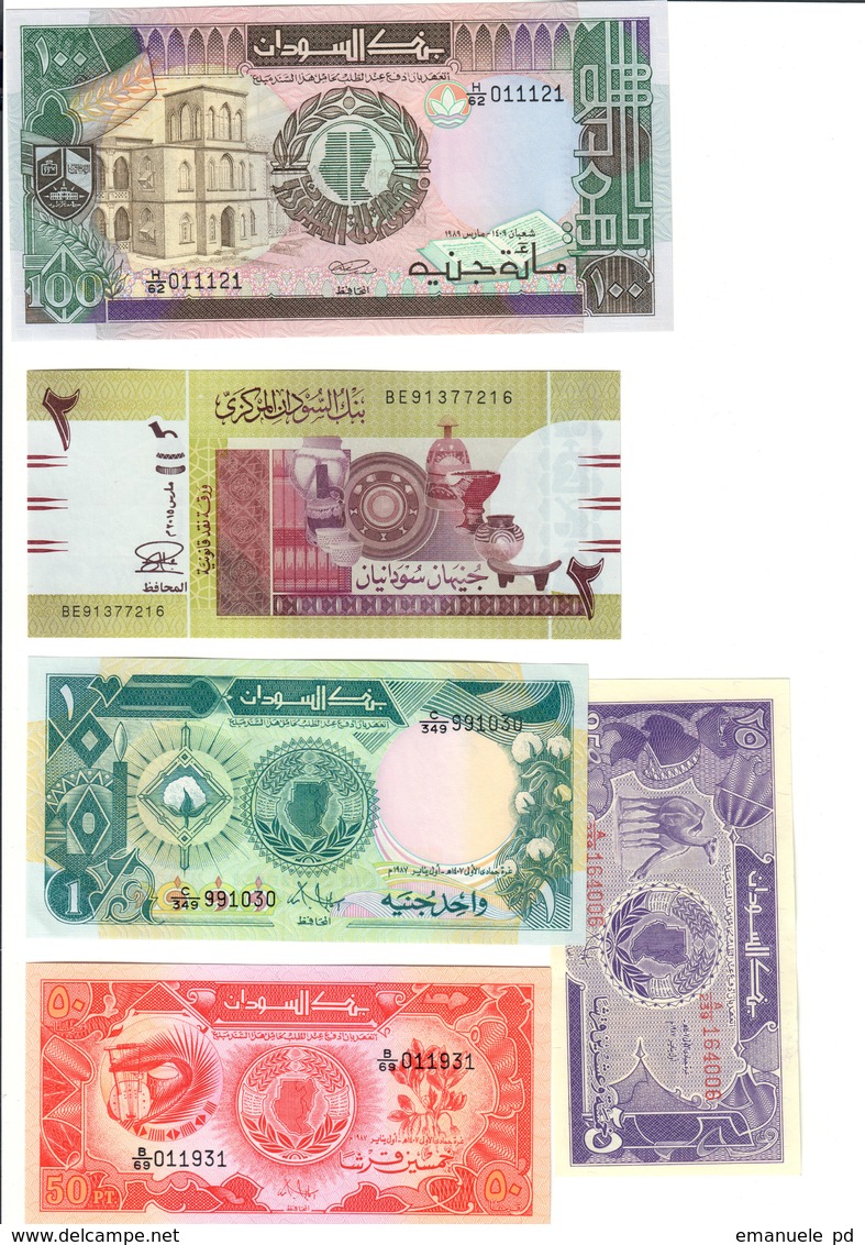 Sudan Lot 5 Banknotes UNC - Sudan