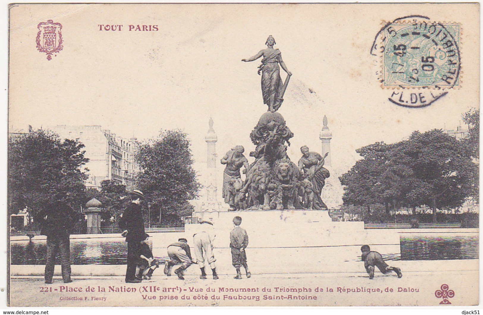 75 - PARIS - Place De La Nation (XIIe Arrt.) - Vue Du Monument Du Triomphe De La République, De Dalou / Animation - 1905 - Arrondissement: 12