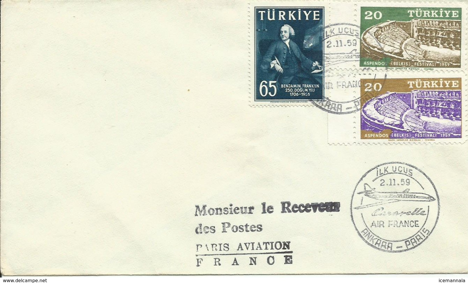 TURQUIA, CARTA AEREA ANKARA/PARIS - Cartas & Documentos