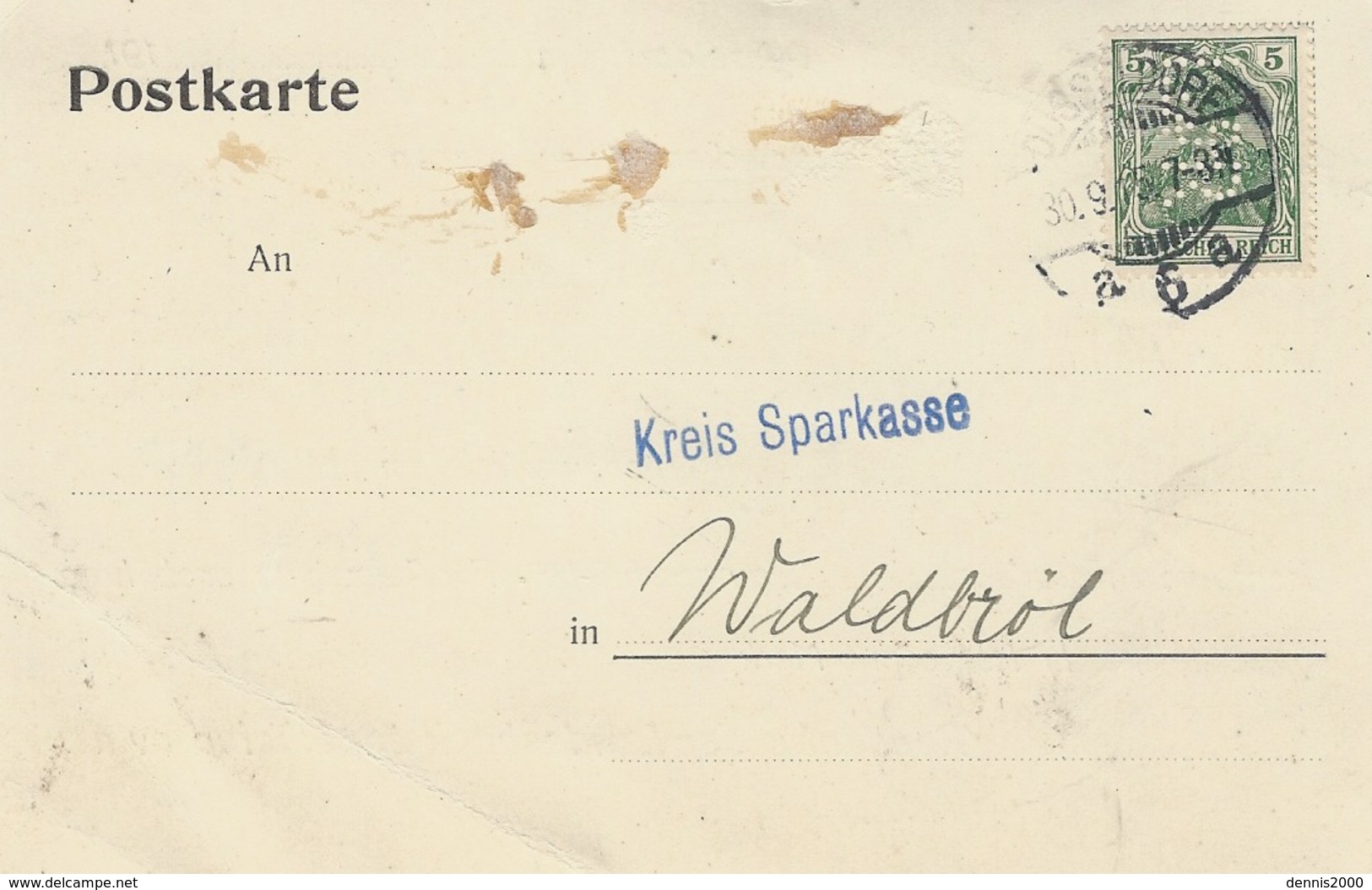 1915- Postkarte  Fr. 5 Pf  PERFORE - Lettres & Documents