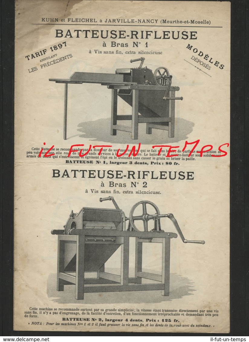 18--/ JARVILLE NANCY / KUHN Et FLEICHEL - Batteuse Rifleuse - 1800 – 1899