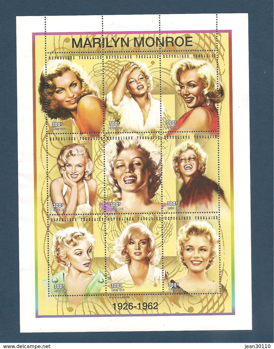 TOGO Année 1997 Hommage à Marilyn MONROE N° Y/T : 1575/83** Côte : 13,75 € - Togo (1960-...)
