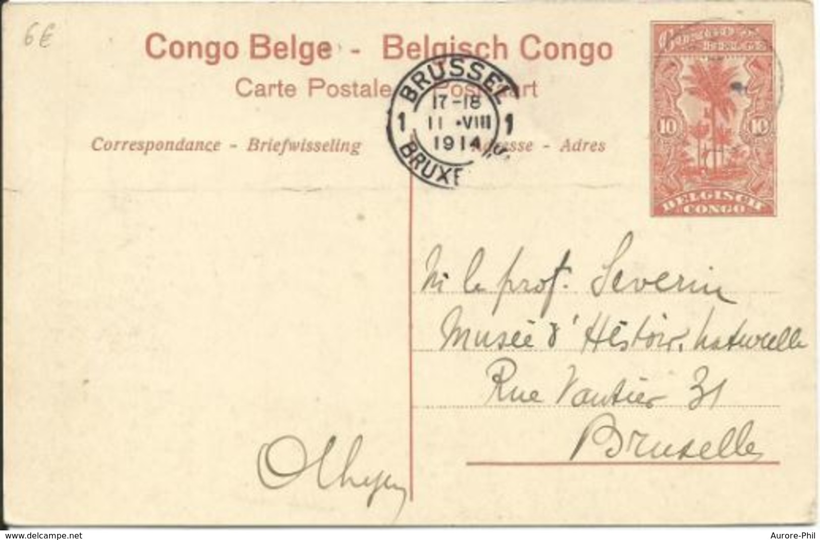 Congo Belge - Le Fleuve Congo à Sendwe - Congostroom (Entier Postal) Timbre 10 Centimes Palmiers - Interi Postali