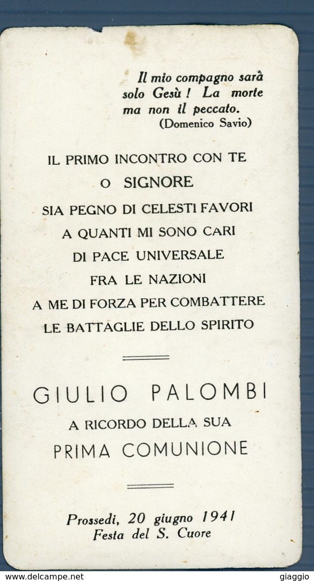 °°° Santino N. 542 Prossedi - Ricordo Della Prima Comunione 20 Giugno 1941 °°° - Latina