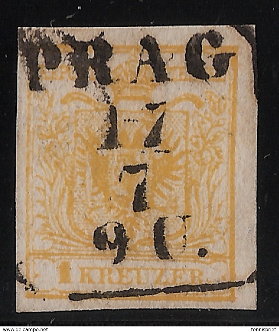 1850, Nr. 1, Luxus ! Zentrisch " PRAG "  Klar   , # A1813 - Oblitérés