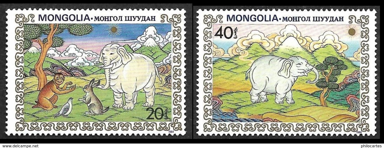 MONGOLIE  1984 -   YT  1319 Et 1321 - Eléphant Blanc  - NEUFS** - Mongolie