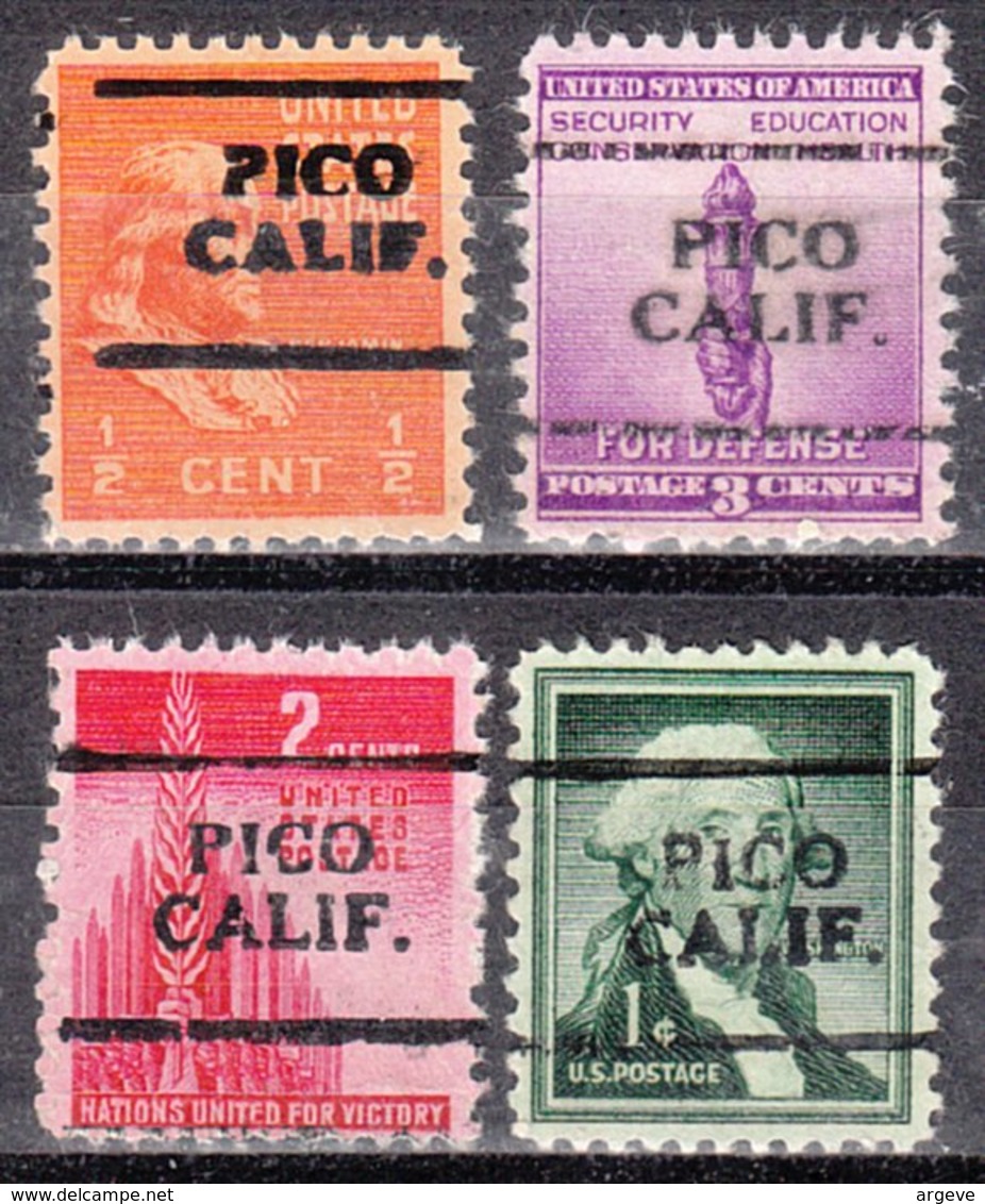 USA Precancel Vorausentwertung Preo, Locals California, Pico 701, 4 Diff. - Vorausentwertungen