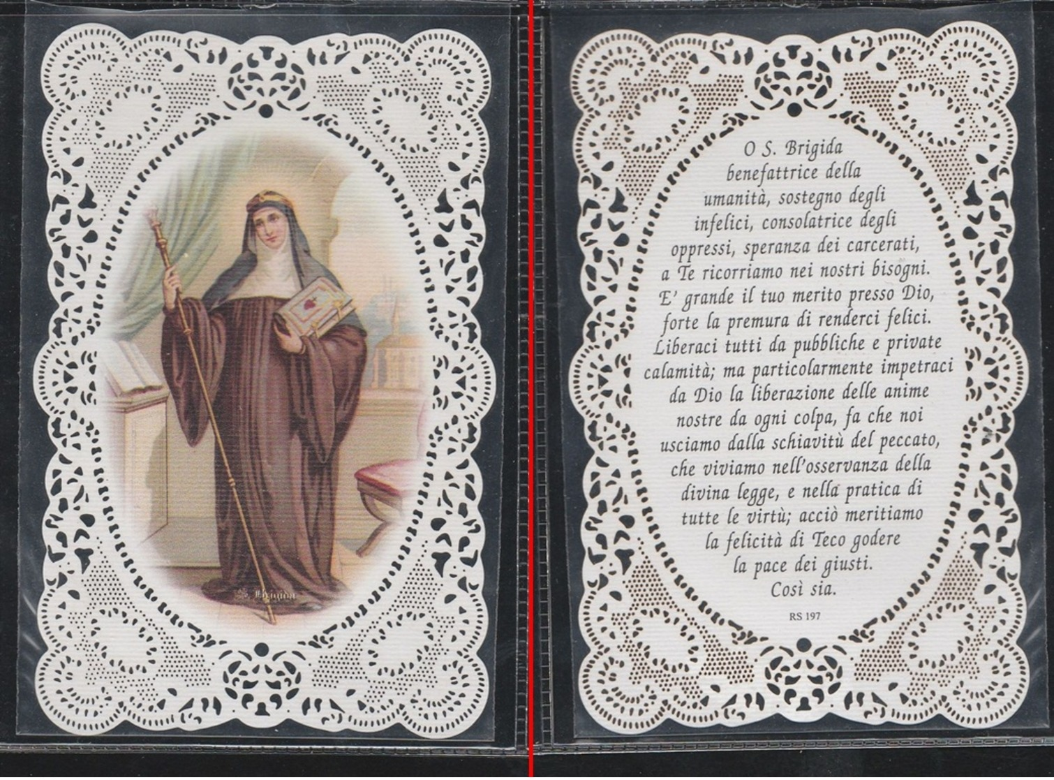 SANTINO MERLETTATO " SANTA BRIGIDA " (holy Cards Lace-canivets-spitzebildichen) COME DA FOTO - Collezioni