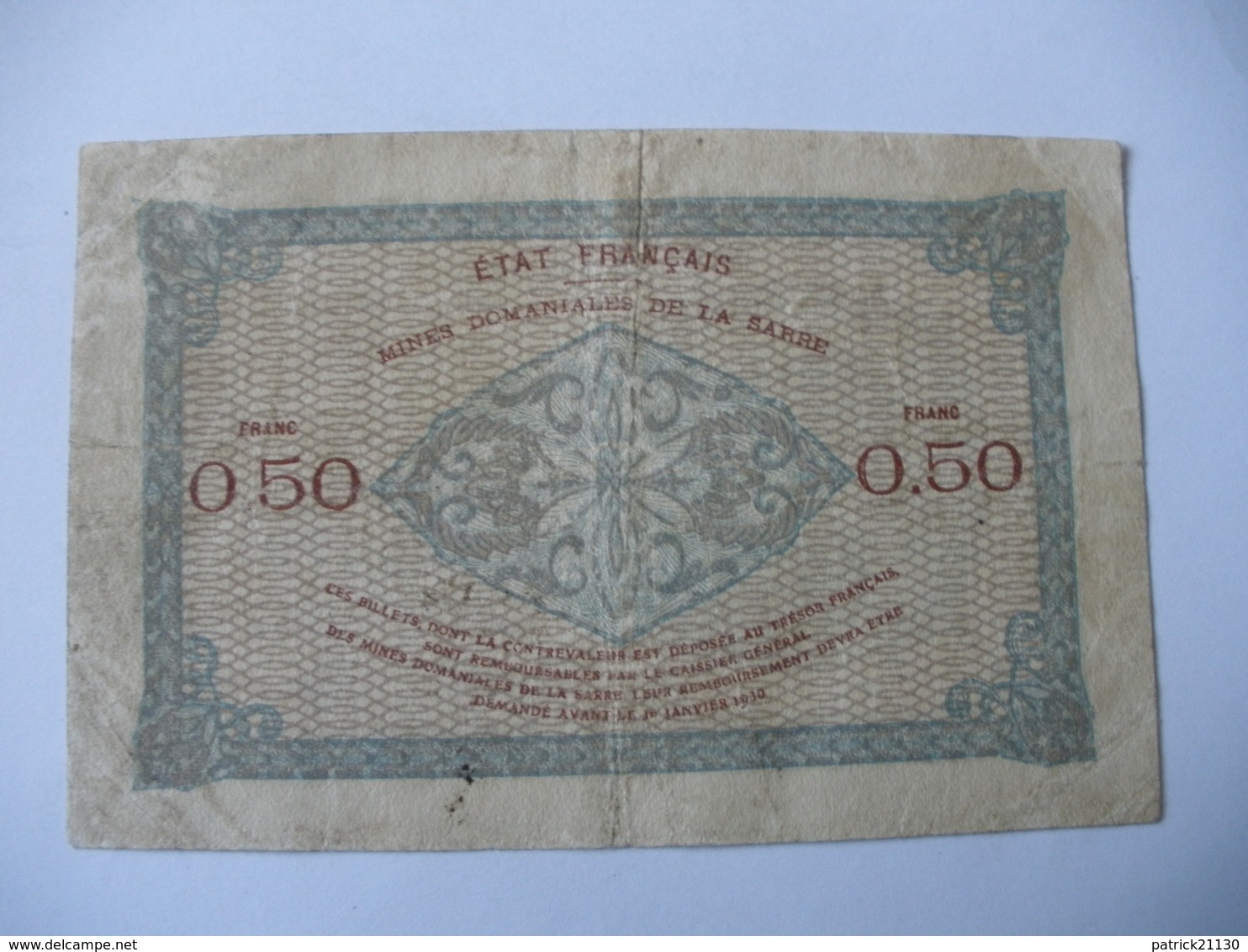 50 CT MINES DOMANIALES DE LA  SARRE TYPE 1920 SERIE A - Autres & Non Classés