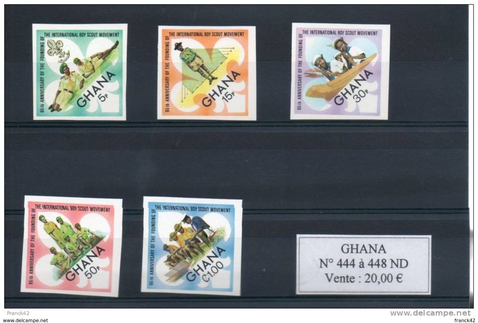 Ghana. Scoutisme. Série De 5 Timbres Non Dentelés - Ghana (1957-...)