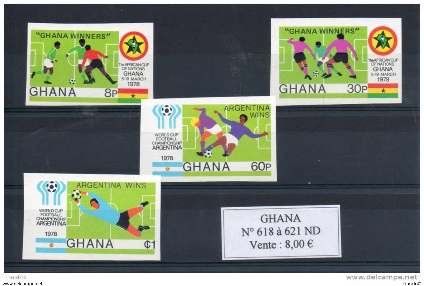 Ghana. Coupe Du Monde De Football En Argentine. Série De 4 Timbres Non Dentelés - Ghana (1957-...)