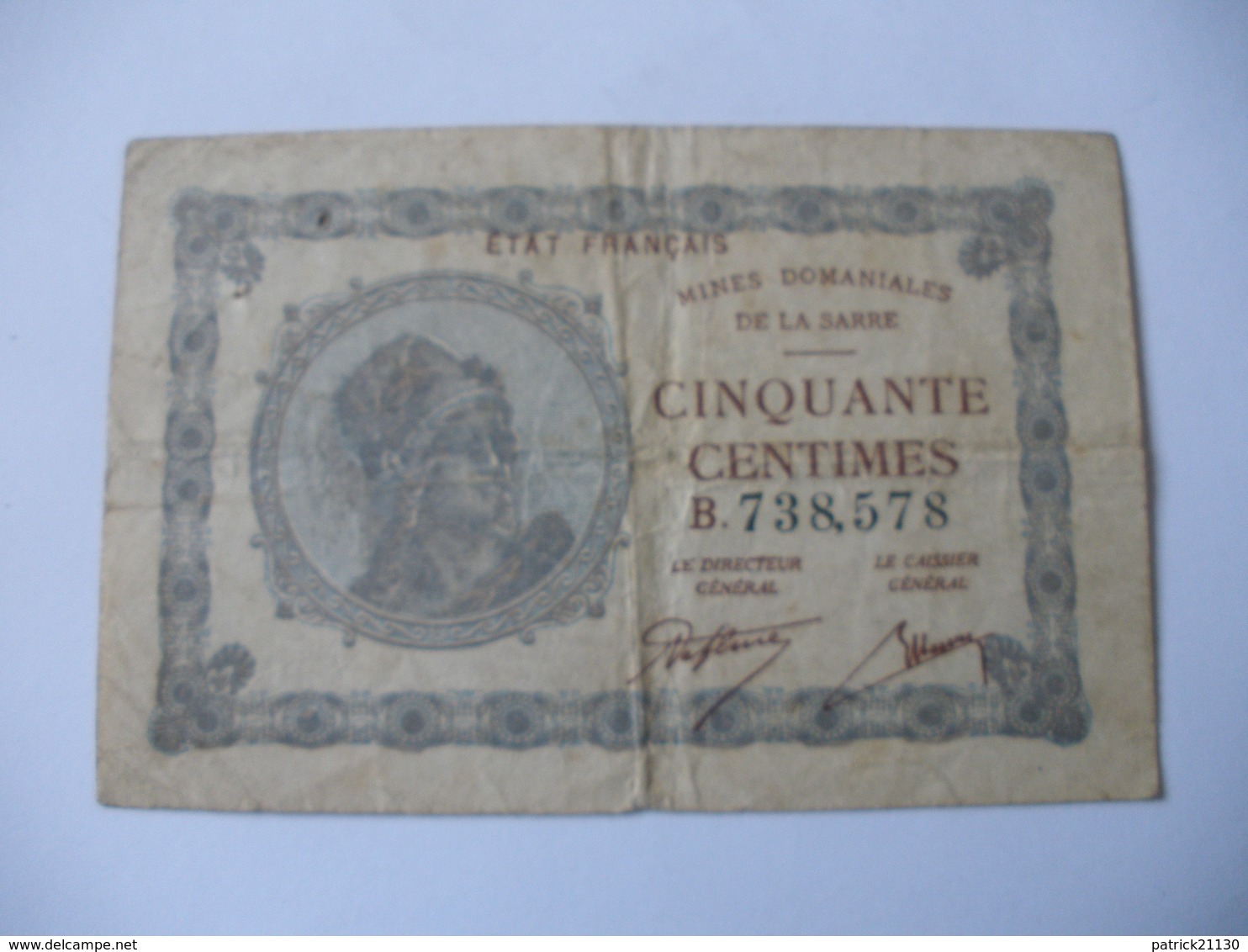 50 CT MINES DOMANIALES DE LA  SARRE TYPE 1920 SERIE B - Autres & Non Classés