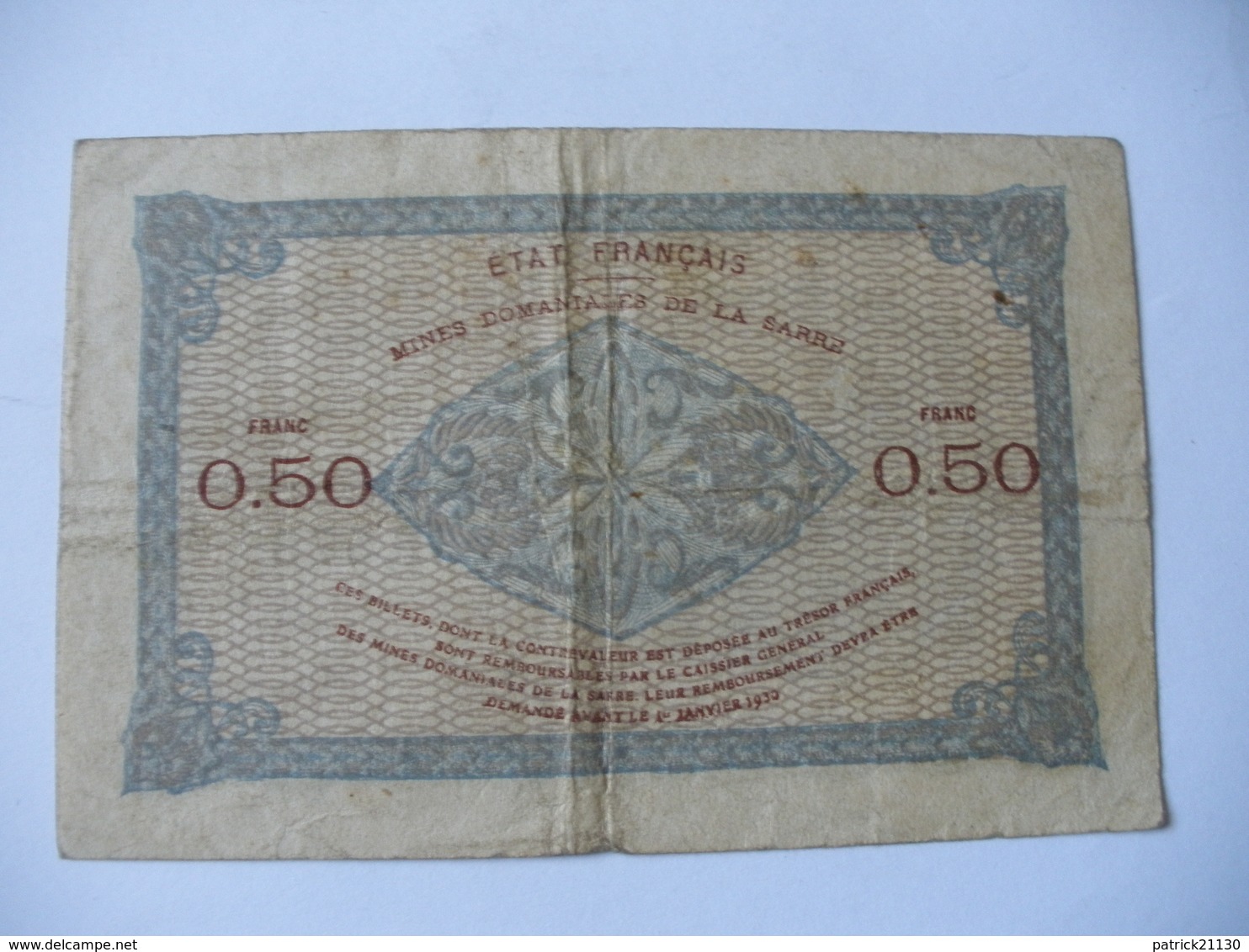 50 CT MINES DOMANIALES DE LA  SARRE TYPE 1920 SERIE B - Autres & Non Classés