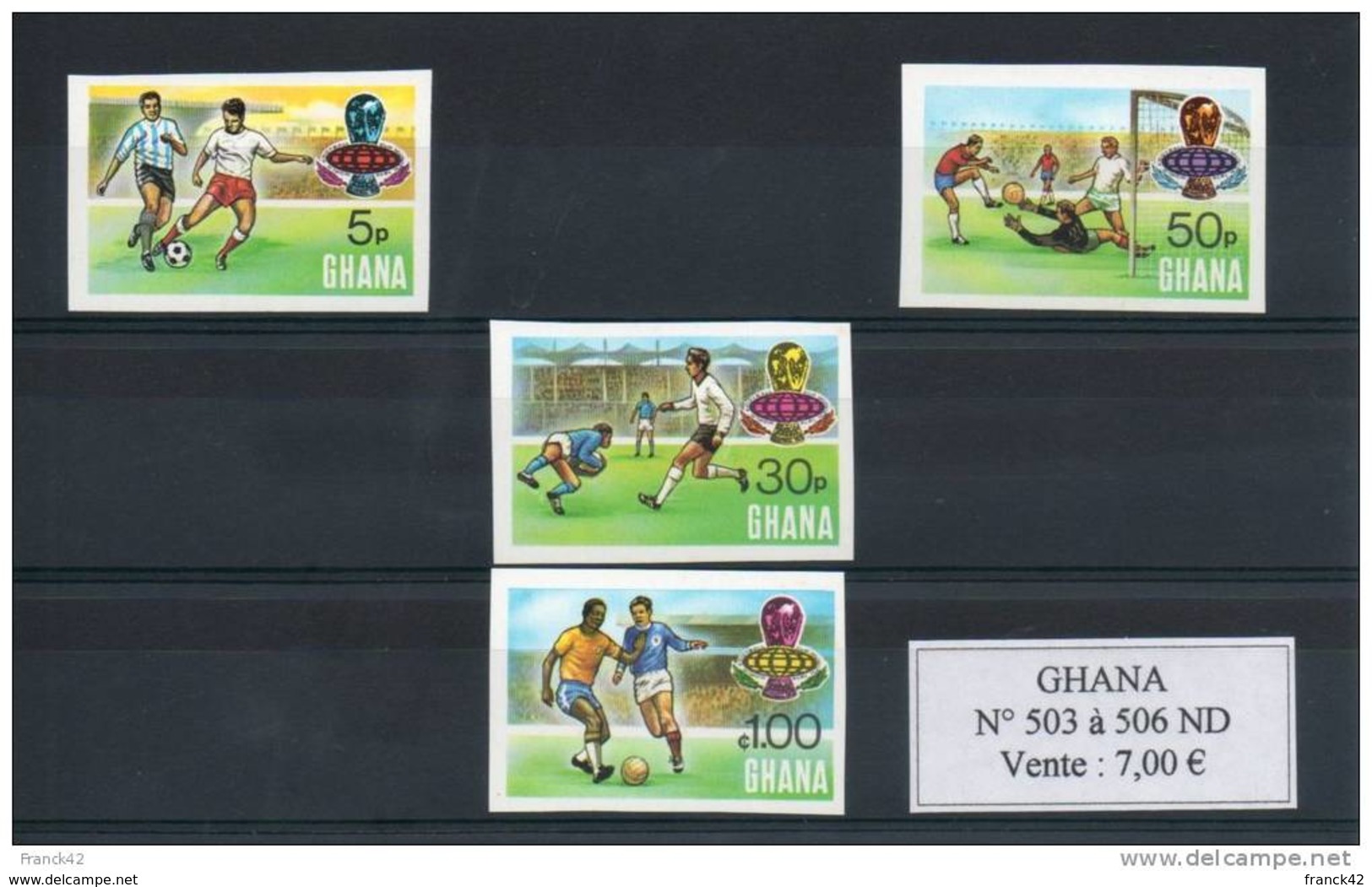 Ghana. Coupe Du Monde De Football 1974. Série De 4 Timbres Non Dentelés - Ghana (1957-...)