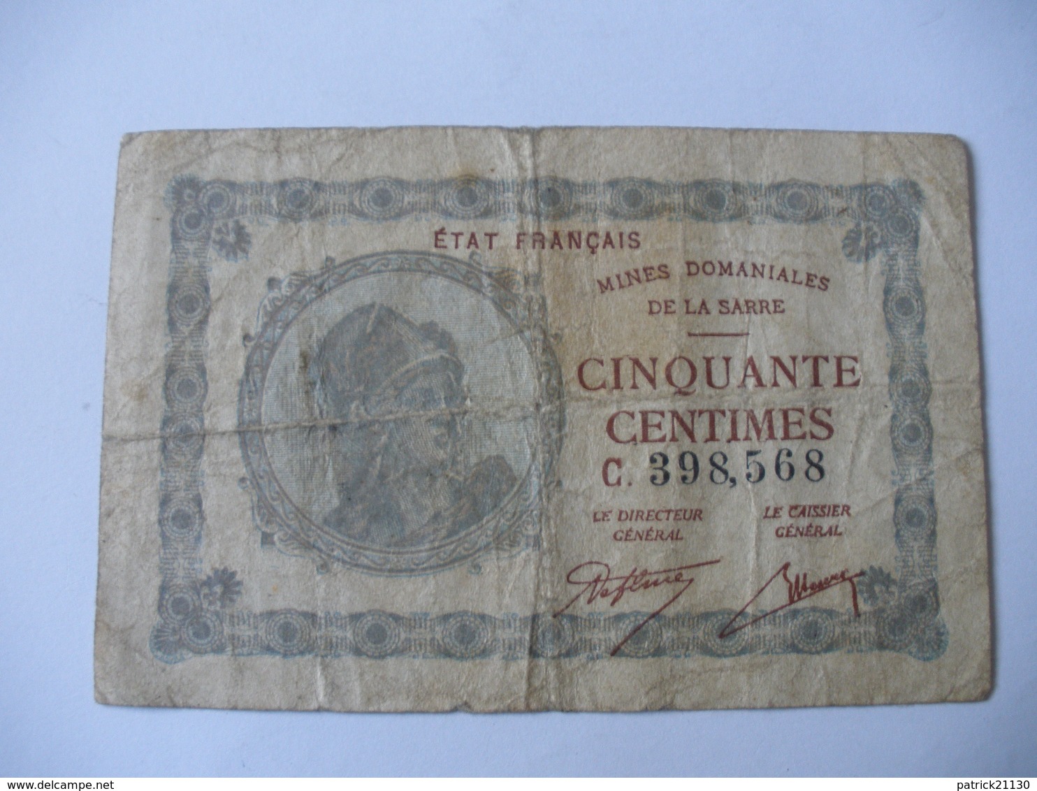 50 CT MINES DOMANIALES DE LA  SARRE TYPE 1920 SERIE C - Altri & Non Classificati