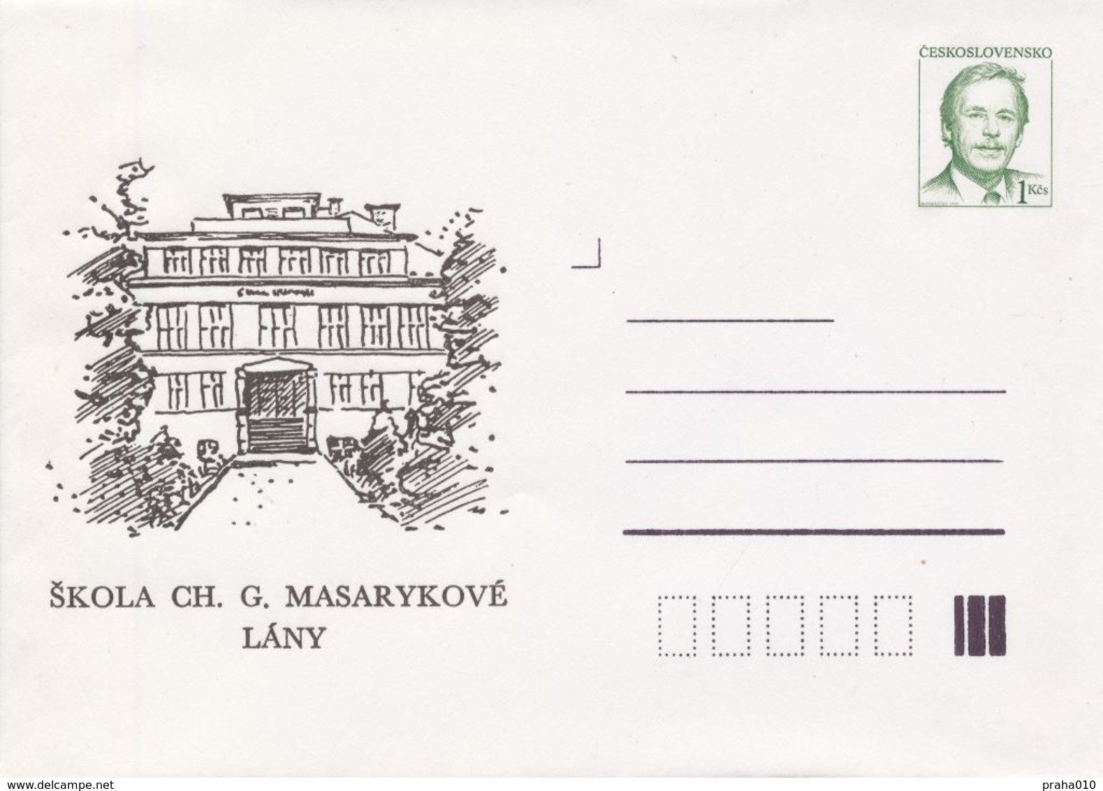 J0855-57 - Cecoslovacchia (1992) Interi Postali / Presidente Vaclav Havel: Lany-tomba, Cappella Del Castello, Scuola, 3x - Enveloppes