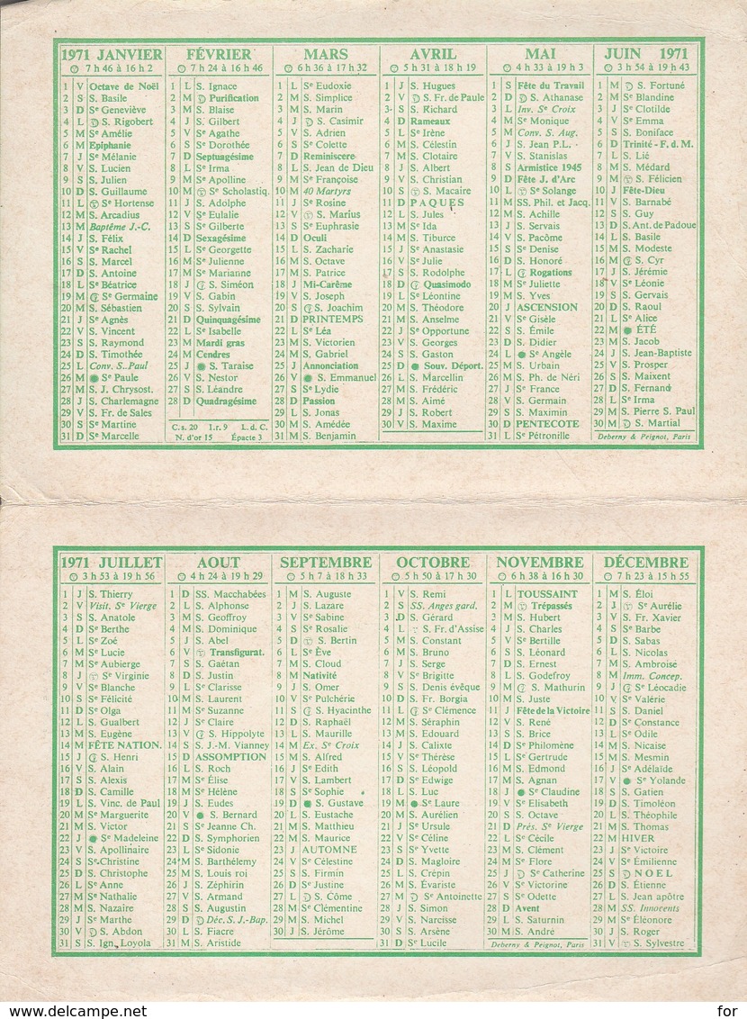 Calendriers : Caisse D'épargne : Tournon - Ardèche - 1971 - ( 2 Volets ) - Petit Format : 1971-80