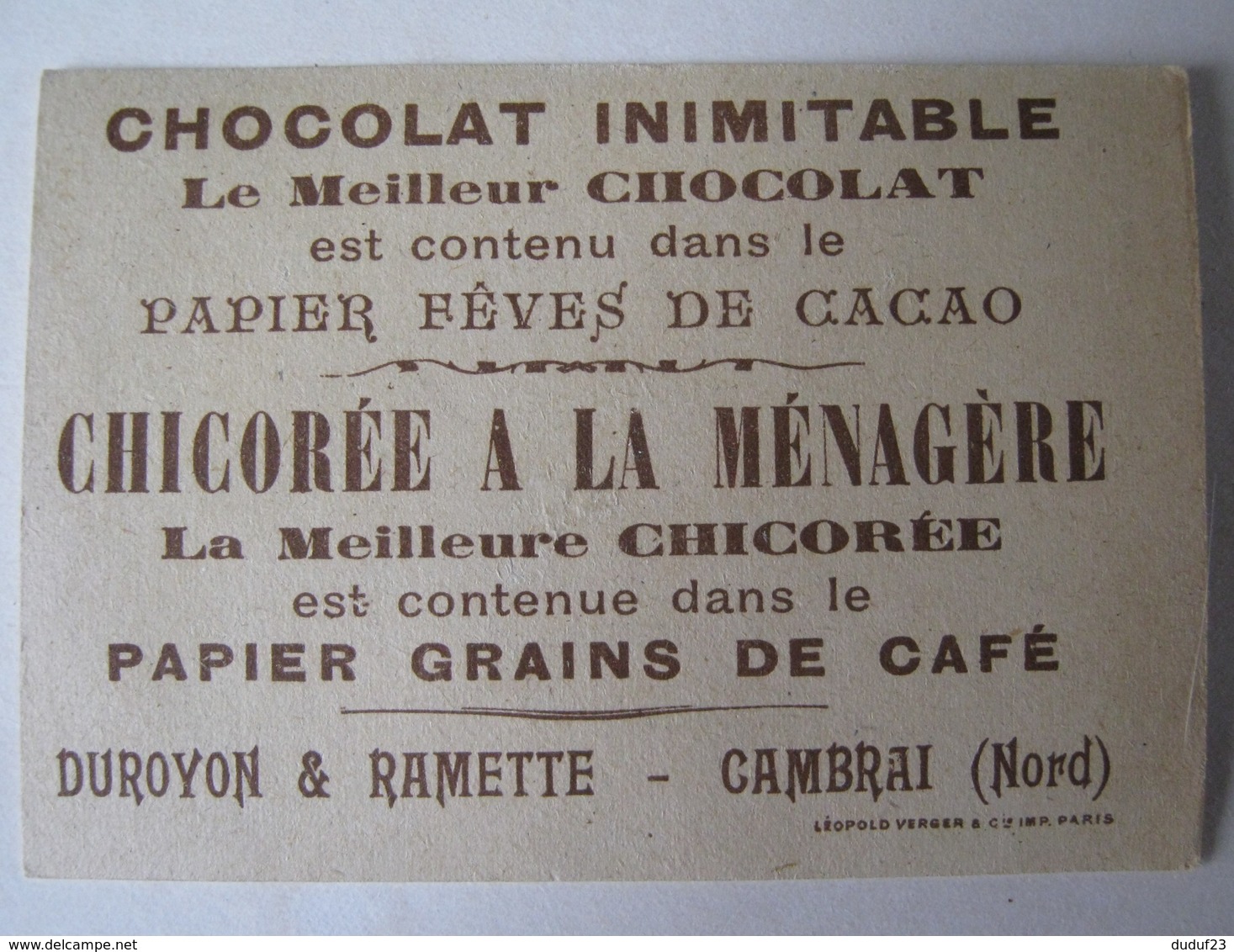 CHROMO  CHICOREE CHOCOLAT DUROYON & RAMETTE LE BARGY ( Acteur Comédien ) Dans La Pièce PATRIE Imp Léopold Verger N°86 - Duroyon & Ramette