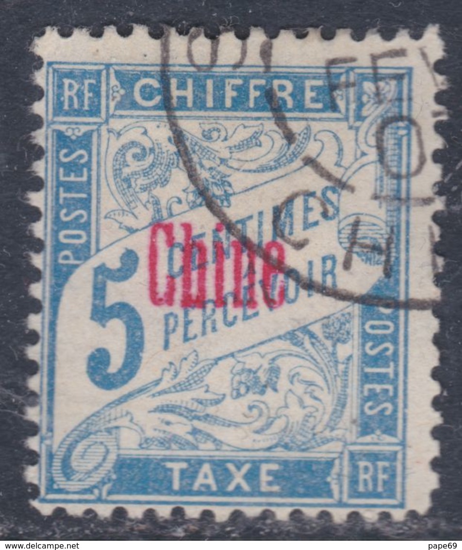 Chine Taxe N° 1  O Timbres-taxe De France De 1893 Surchargés : 5 C. Bleu, Oblitération Moyenne Sinon TB - Usati