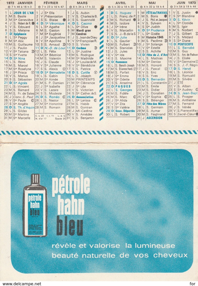 Calendriers : Pétrole Hahn : ( 2 Volets ) 1973 - Petit Format : 1971-80