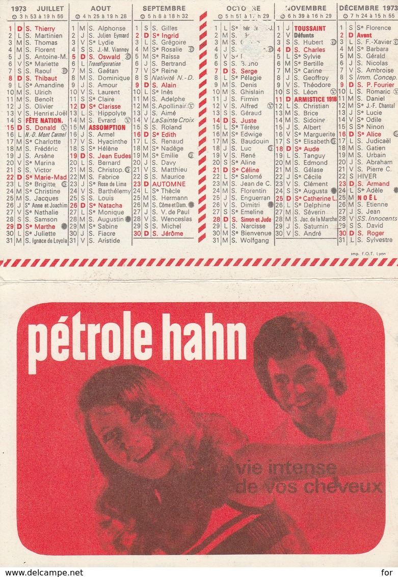 Calendriers : Pétrole Hahn : ( 2 Volets ) 1973 - Petit Format : 1971-80