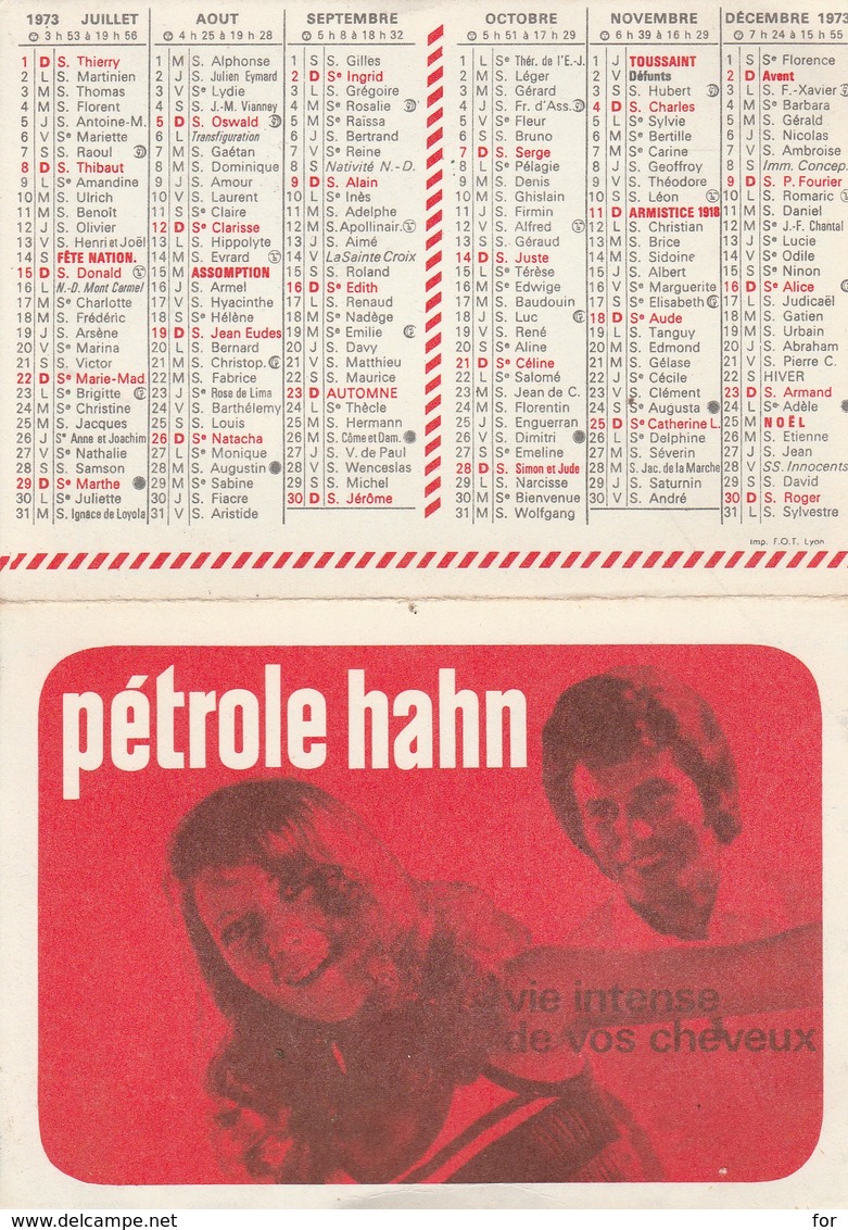 Calendriers : Pétrole Hahn : ( 2 Volets ) 1973 - Petit Format : 1971-80