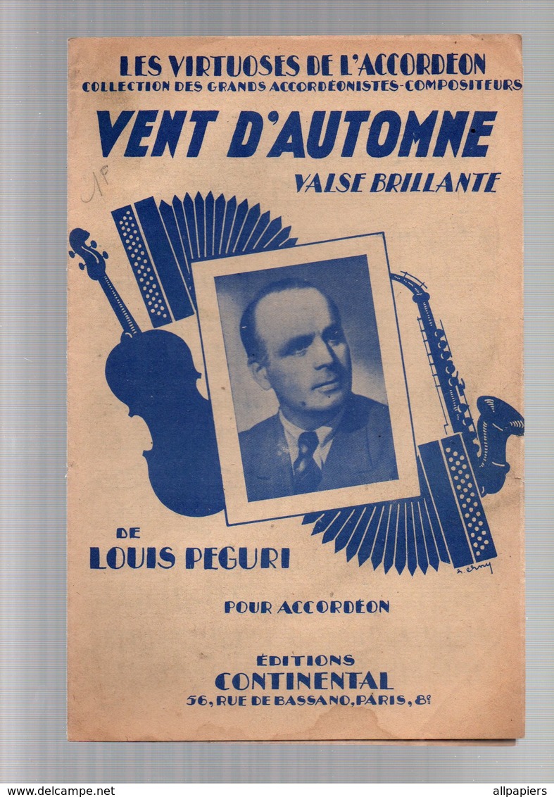 Partition Vent D'automne Valse Brillante - Les Virtuoses De L'accordéon De Louis Peguri En 1944 - Partitions Musicales Anciennes