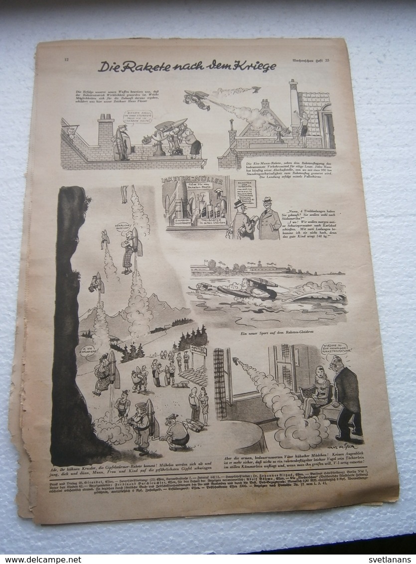 1944 WWII WW2 NAZI GERMANY GERMAN ARMY MAGAZINE MILITARY NEWSPAPERS V1 AIRPLANE ROCKET Wochenschau DEUTSCHE ZEITSCHRIFT