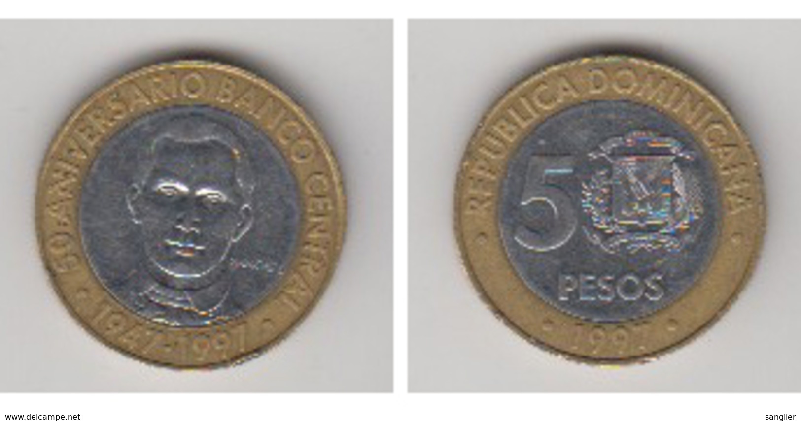 REPUBLIQUE DOMINICAINE - 5 PESOS - 1947-1997 - Dominicaine