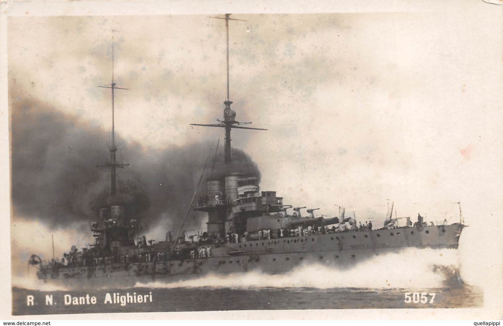 D9014 "R. N. DANTE ALIGHIERU - 5057  - EDIZ. PUCCI - LA SPEZIA"  ANIMATA,  FOTOGRAFIA ORIG. - Barche