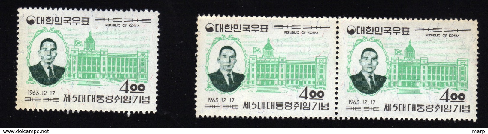 South Korea 1973 President Inauguration 3 Stamps Mnh But With Discoloring And Greases Vertical So Sold As Is. - Corea Del Sur