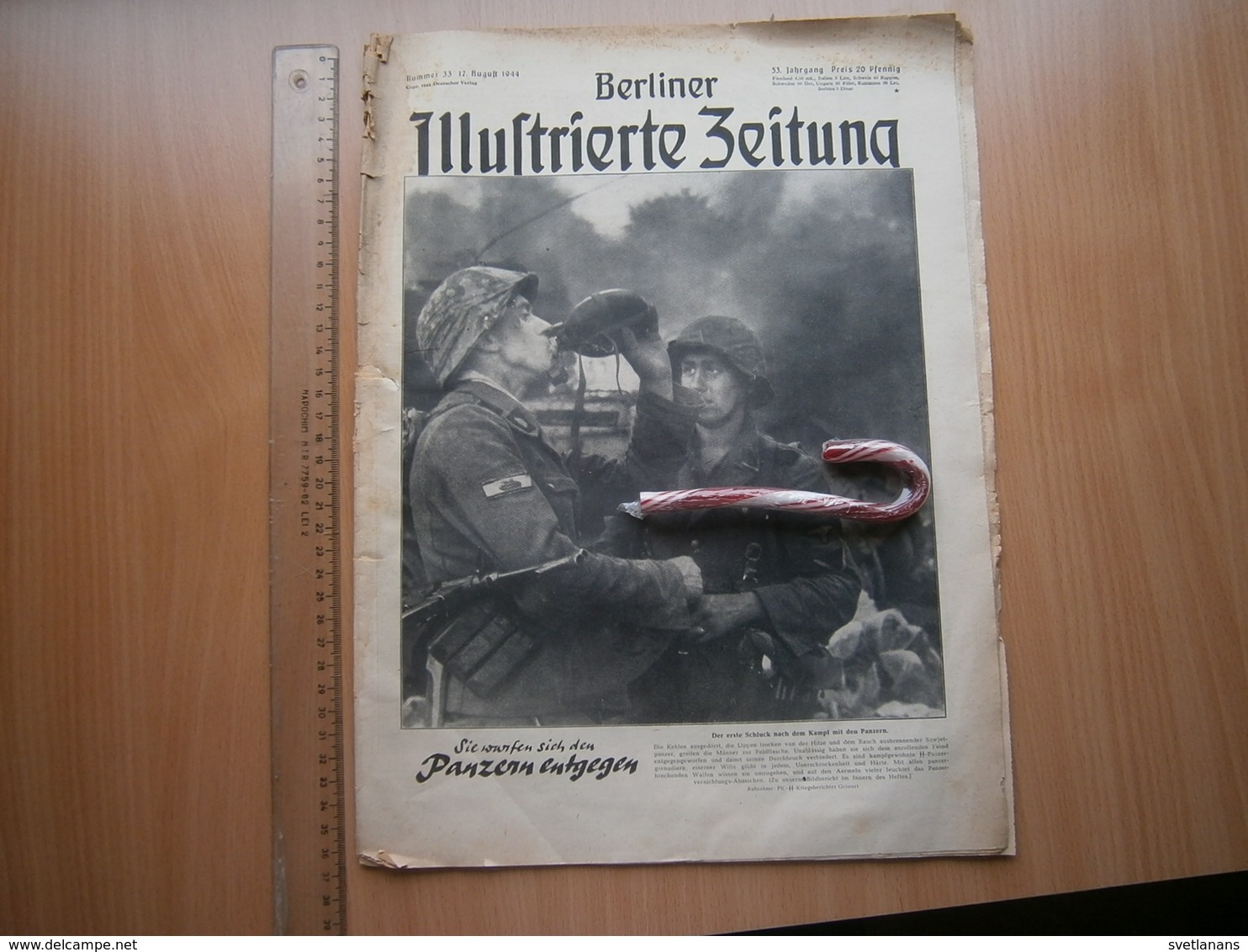 1944 WWII WW2 NAZI GERMANY ARMY MAGAZINE MILITARY Illustrierte Zeitung DEUTSCHE ZEITSCHRIFT Armor Helmet Helm Panzern - Militär & Polizei