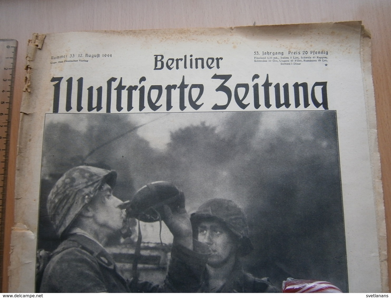 1944 WWII WW2 NAZI GERMANY ARMY MAGAZINE MILITARY Illustrierte Zeitung DEUTSCHE ZEITSCHRIFT Armor Helmet Helm Panzern - Militär & Polizei