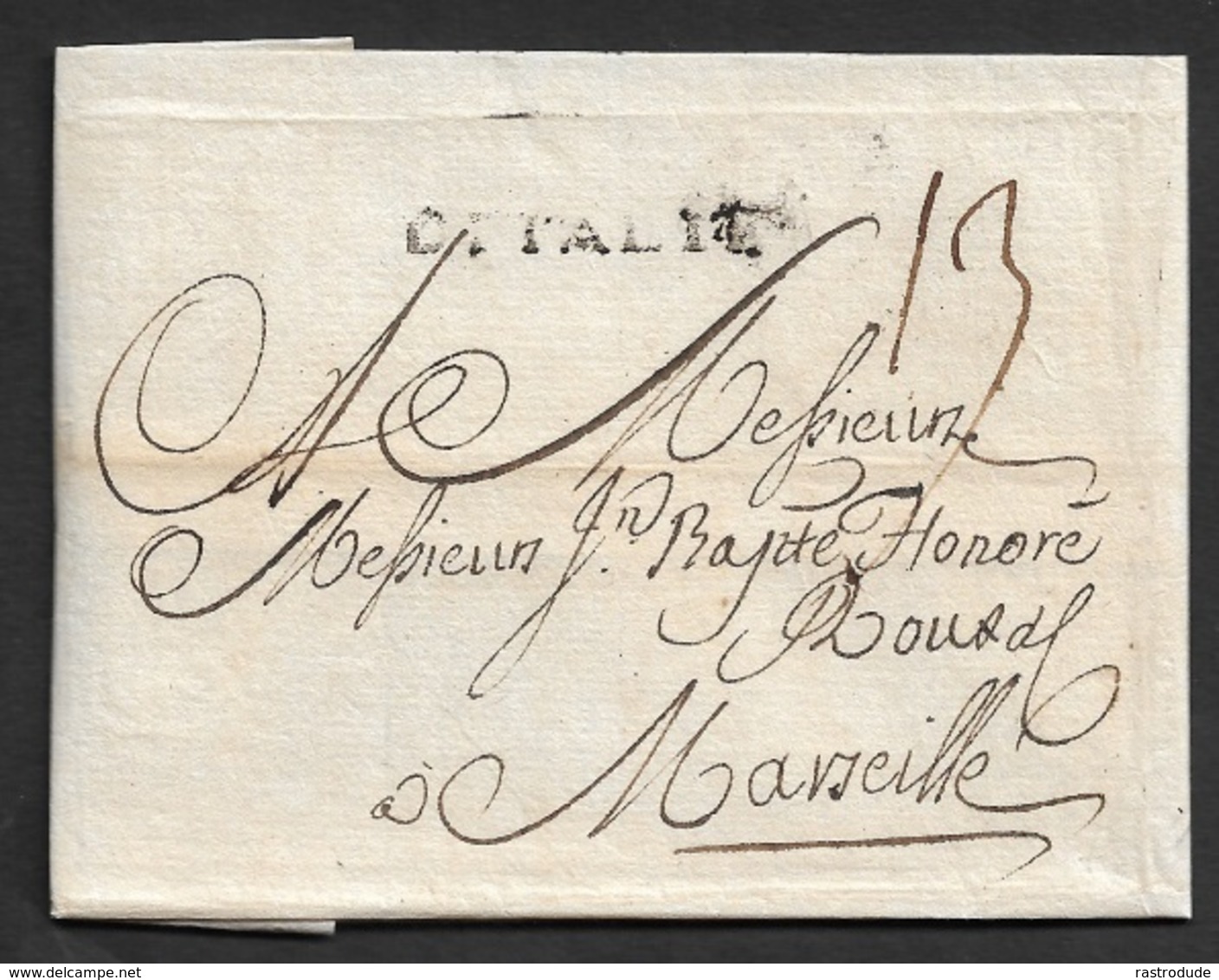 1735 - LSC - LIVORNO - Marque Linéaire D'ITALIE Pour MARSEILLE - 1701-1800: Précurseurs XVIII