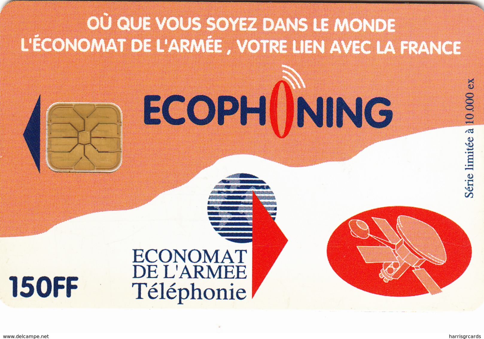 FRANCE - Ecophoning Orange "Satellite" , Military Card Used In Bosnia By FRA Sold, Tirage 10.000, 01/97, Used - Militares