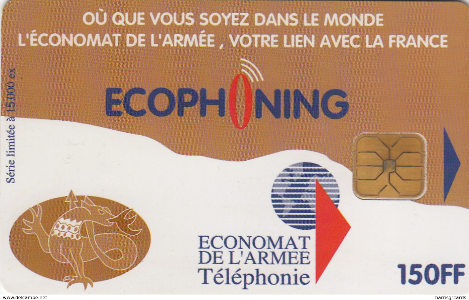 FRANCE - Ecophoning Brown "Armée De Terre" , Military Card Used In Bosnia By FRA Sold, Tirage 15.000, 01/98, Used - Military Phonecards