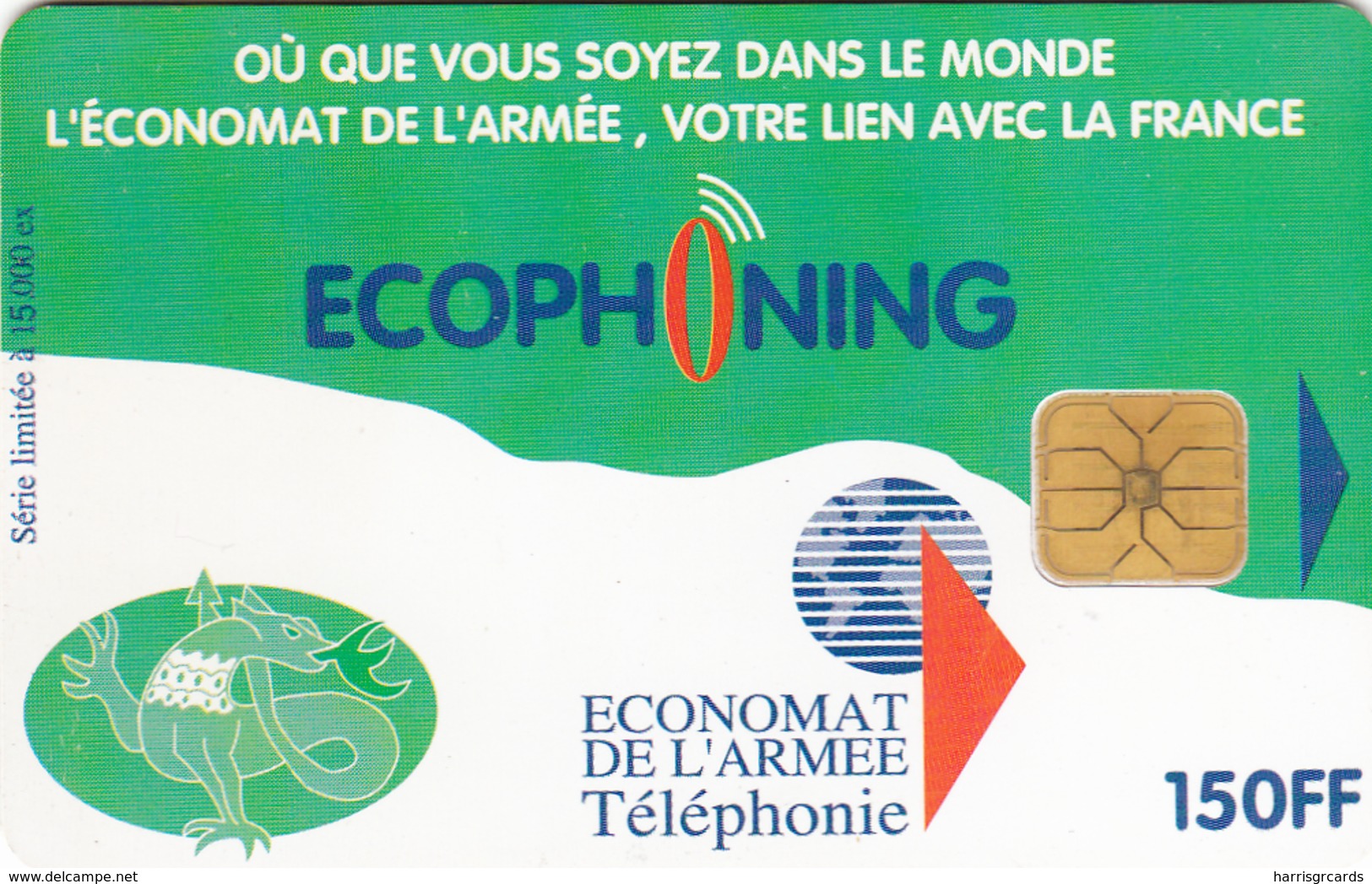 FRANCE - Ecophoning Green "Armée De Terre" , Military Card Used In Bosnia By FRA Sold, Tirage 15.000, 01/98, Used - Military Phonecards