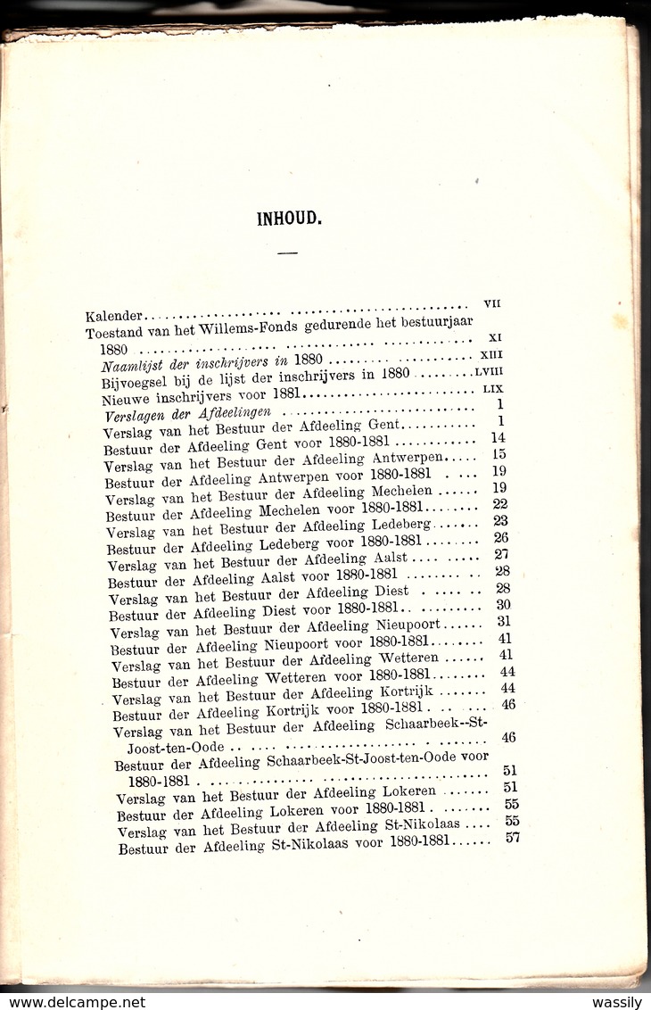 Jaarboek Van Het Willemsfonds 1881 - Gent - Aalst - Ninove - Geraardsbergen - .Leuven - Mechelen - Tongeren - .... - Vecchi