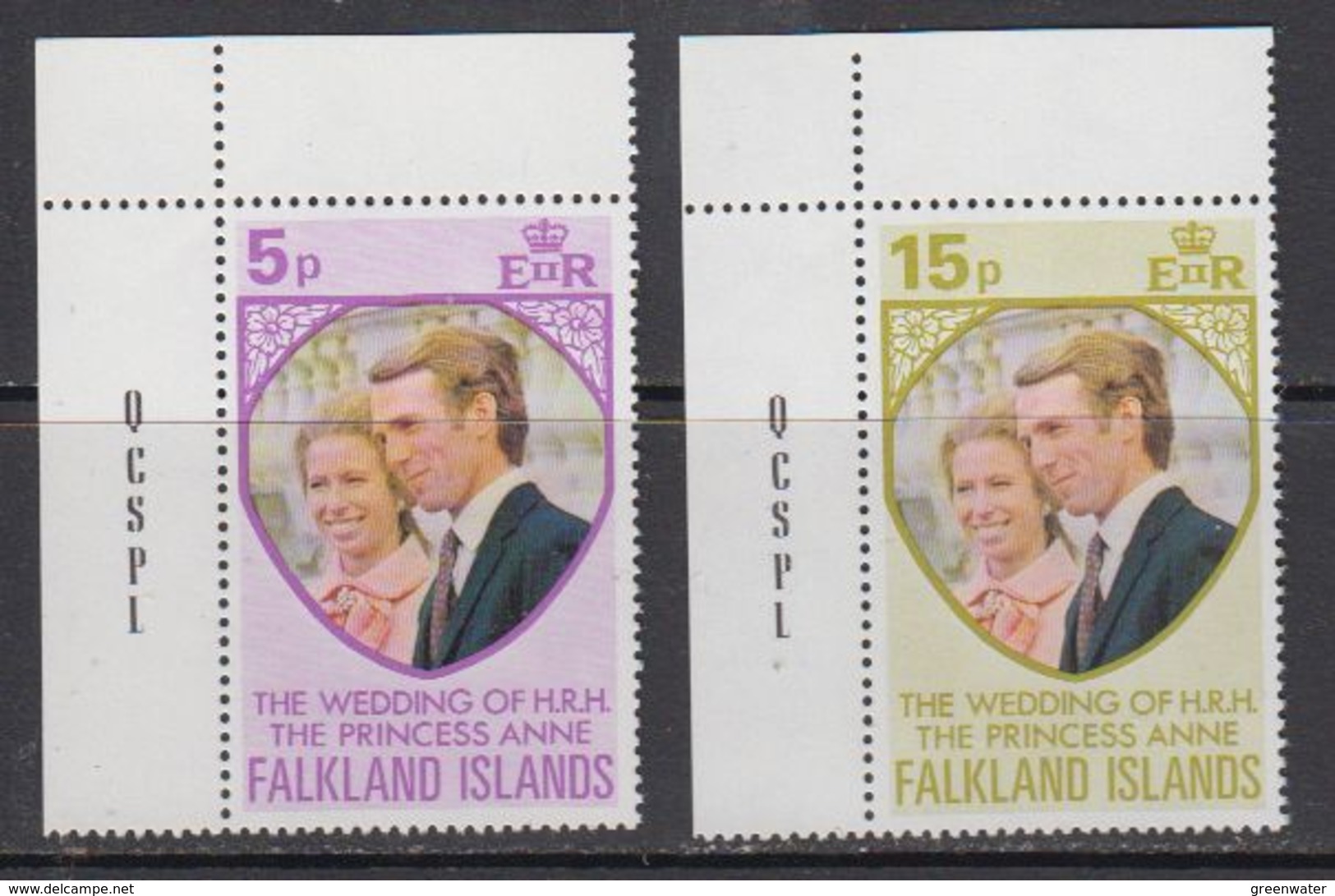 Falkland Islands 1973 Royal Wedding Of Princess Anne 2v (corners) ** Mnh (41747B) - Falklandeilanden